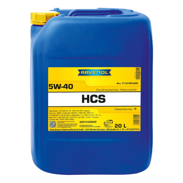 5w40 20л  ravenol hcs (sn/cf ) mb229.5/ vw505/rn0710, 1112105020