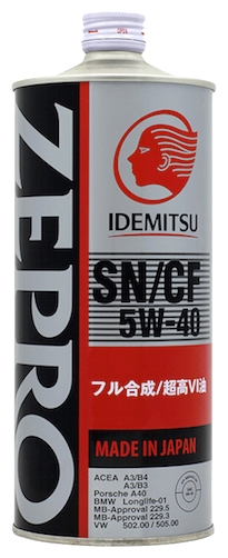 5w40 1л idemitsu (sn/сf) zepro euro spec, 1849001